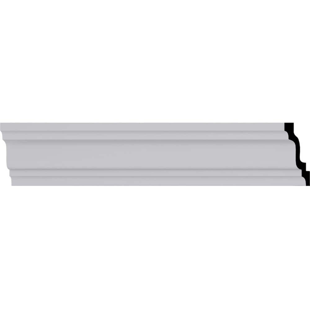 Ekena Millwork 2 in. x 3 in. x 94-1/2 in. Smooth Polyurethane Lisbon Traditional Crown Moulding