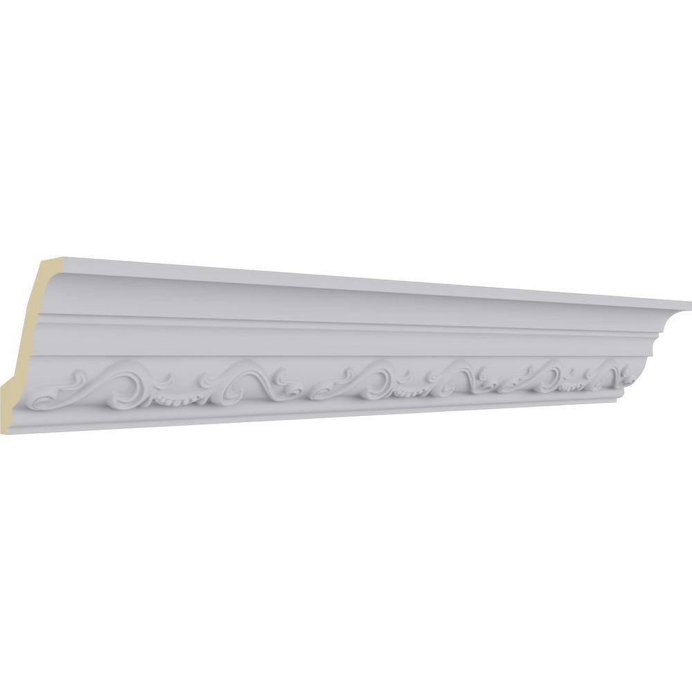 Ekena Millwork 2-3/4 in. x 2-7/8 in. x 94-1/2 in. Polyurethane Caputo Crown Moulding
