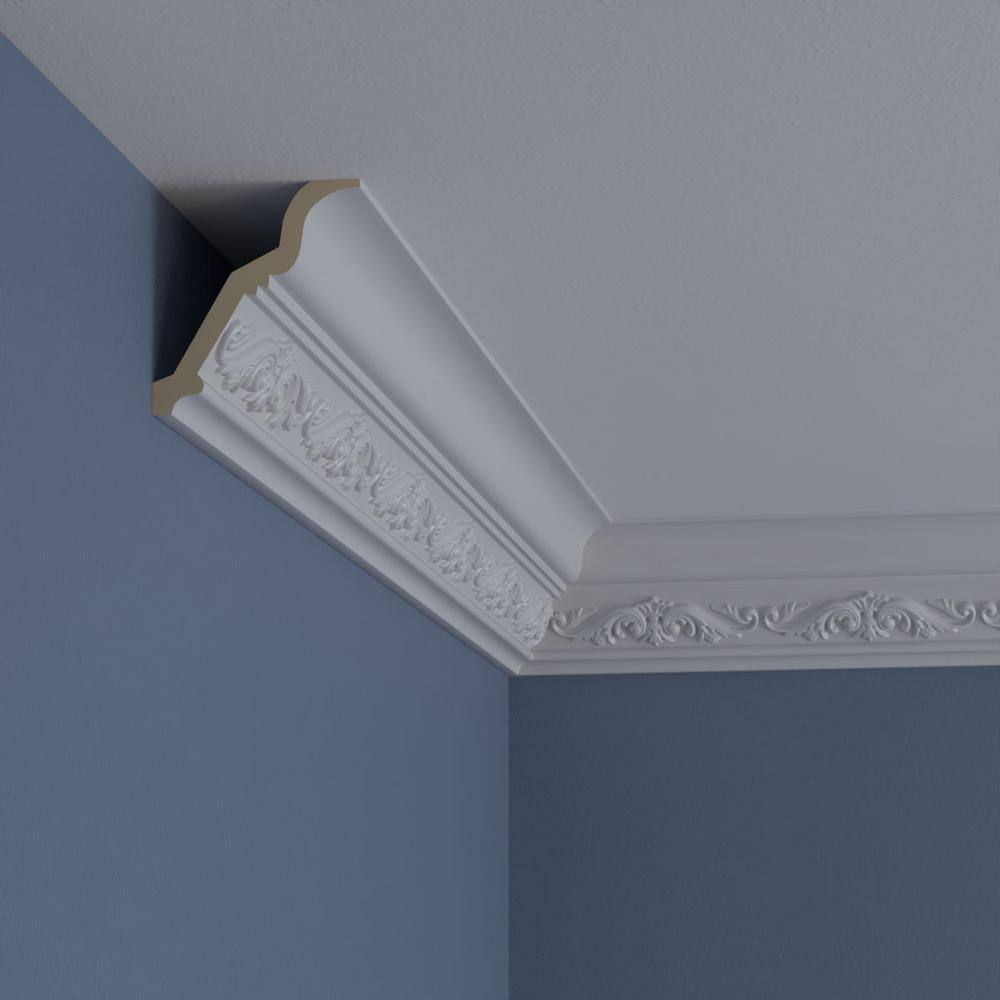 Ekena Millwork 3-3/8 in. x 3-1/2 in. x 94-1/2 in. Polyurethane Dauphine Crown Moulding