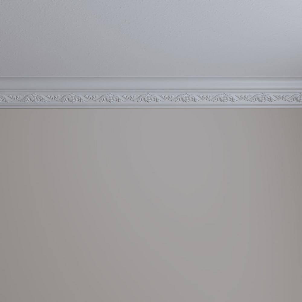 Ekena Millwork 3-3/8 in. x 3-1/2 in. x 94-1/2 in. Polyurethane Dauphine Crown Moulding