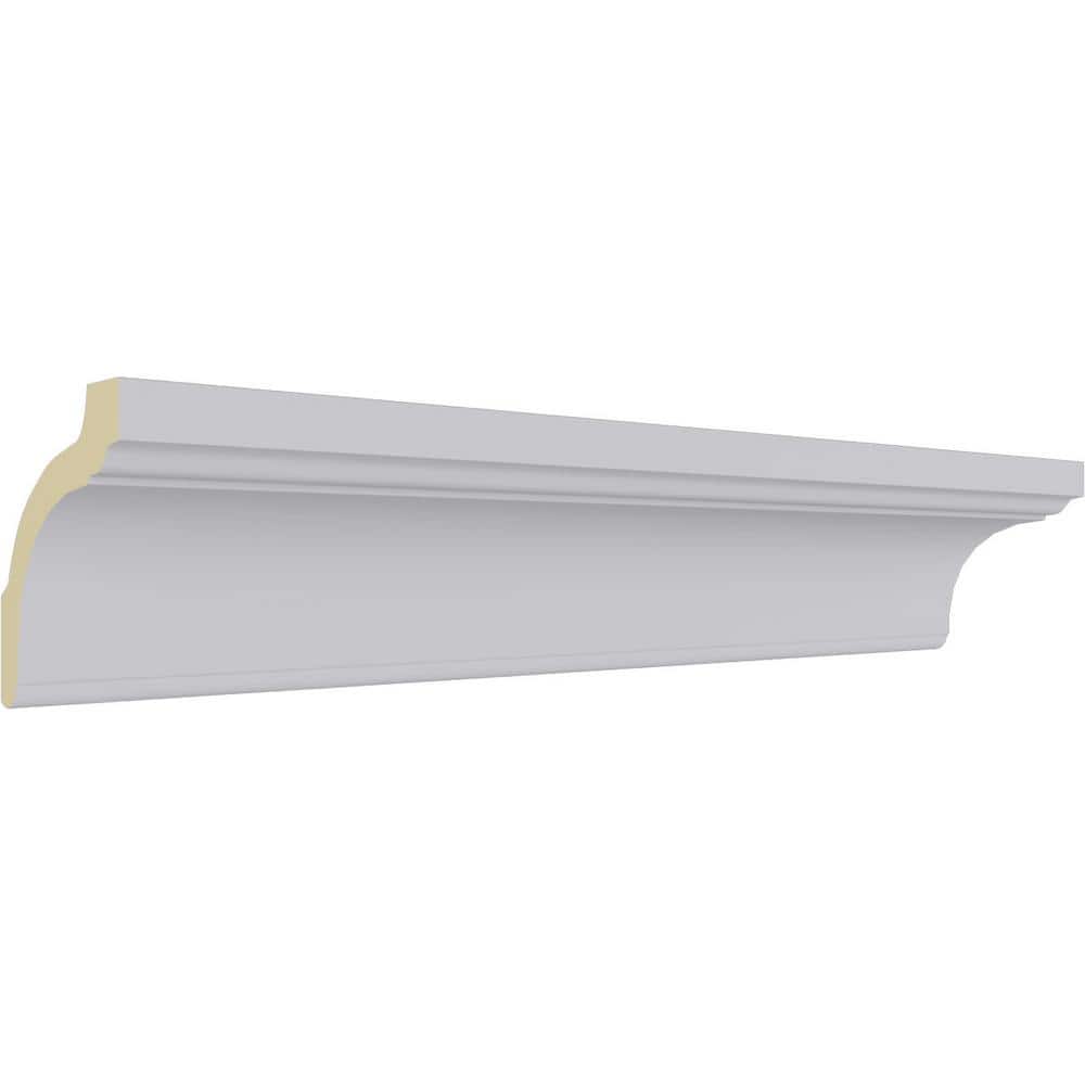 Ekena Millwork 3-1/ in. x 3-3/8 in. x 4-7/8 in. x 94-1/2 in. Holmdel Traditional Smooth Polyurethane Crown Moulding (12-Pack)