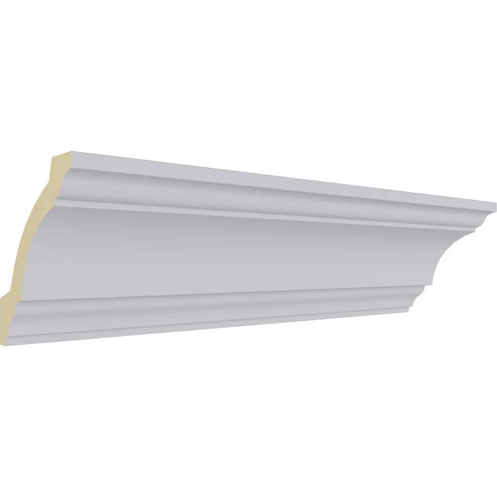 Ekena Millwork 3-1/4 in. x 3-1/4 in. x 94-1/2 in. Polyurethane Salem Traditional Smooth Crown Moulding