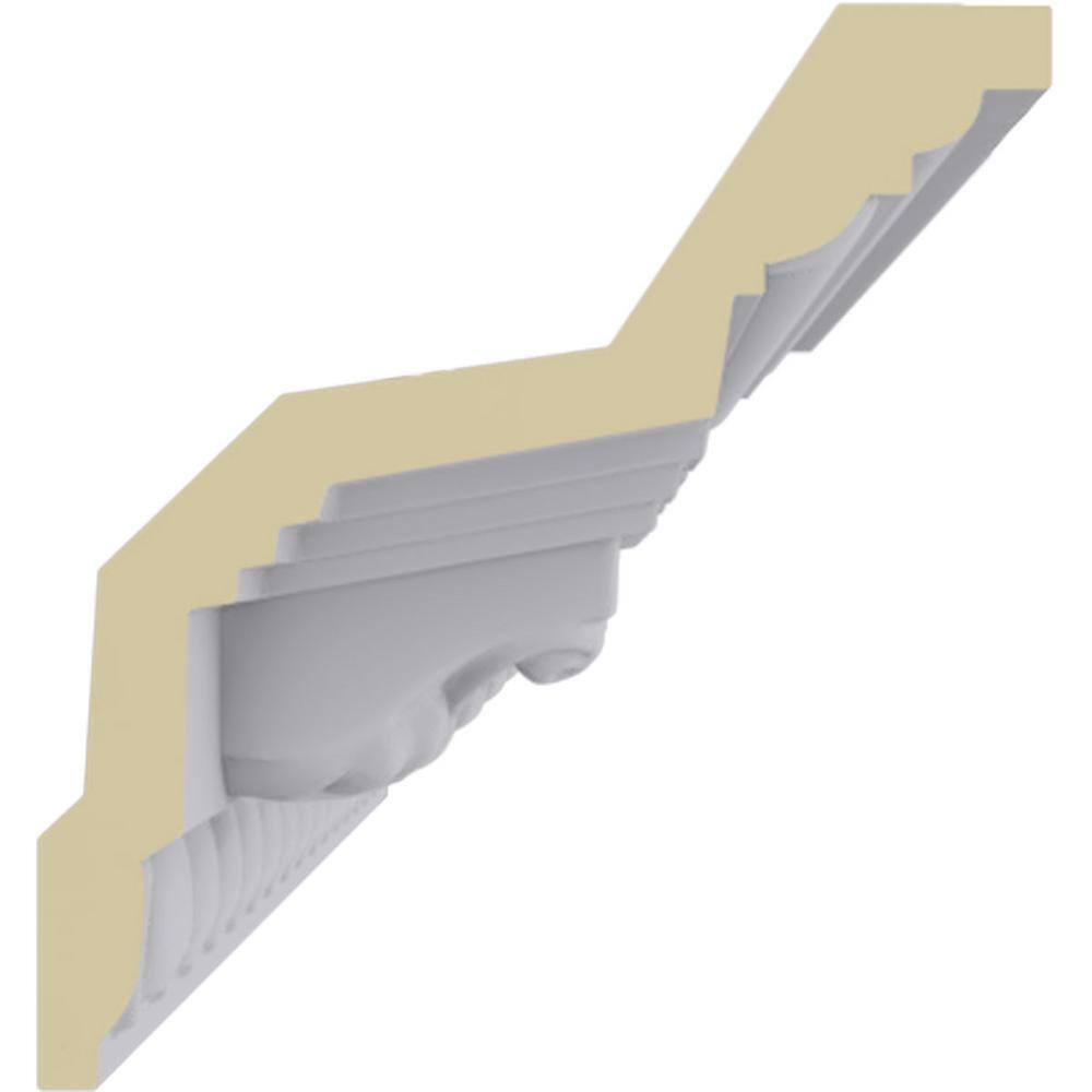 Ekena Millwork 3-7/8 in. H x 3-5/8 in. P x 5-3/8 in. F x 94-1/2 in. L Polyurethane Attica Crown Moulding (12-Pack)