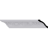 Ekena Millwork 3-3/4 in. x 3-1/4 in. x 94-1/2 in. Polyurethane Bulwark Rose Crown Moulding