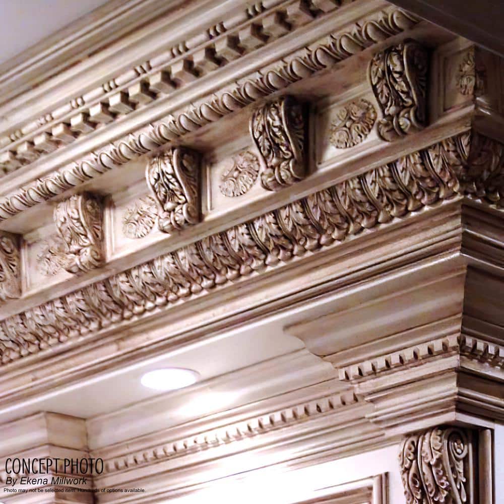 Ekena Millwork 3-5/8 in. x 3-5/8 in. x 94-1/2 in. Polyurethane Strasbourg Crown Moulding