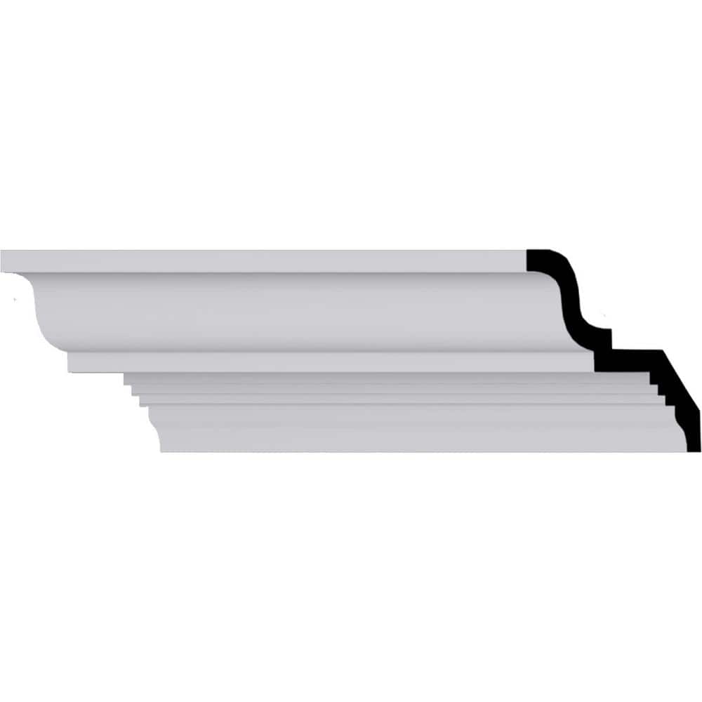 Ekena Millwork 4-1/2 in. x 3-7/8 in. x 94-1/2 in. Polyurethane Bulwark Smooth Crown Moulding