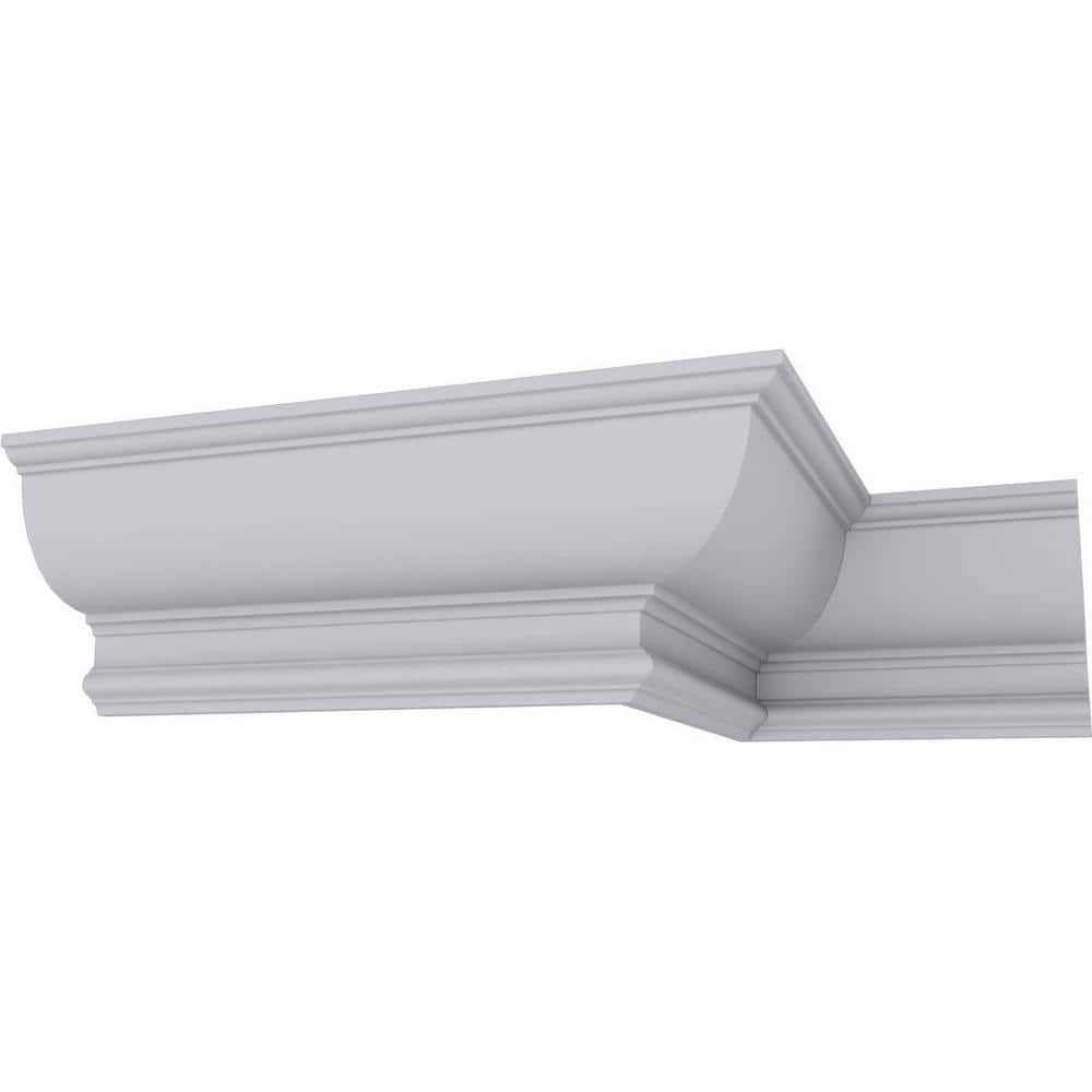 Ekena Millwork 6 in. H x 4-1/2 in. P x 7-5/8 in. F x 94-1/2 in. L Polyurethane Maria Traditional Smooth Crown Moulding (12-Pack)