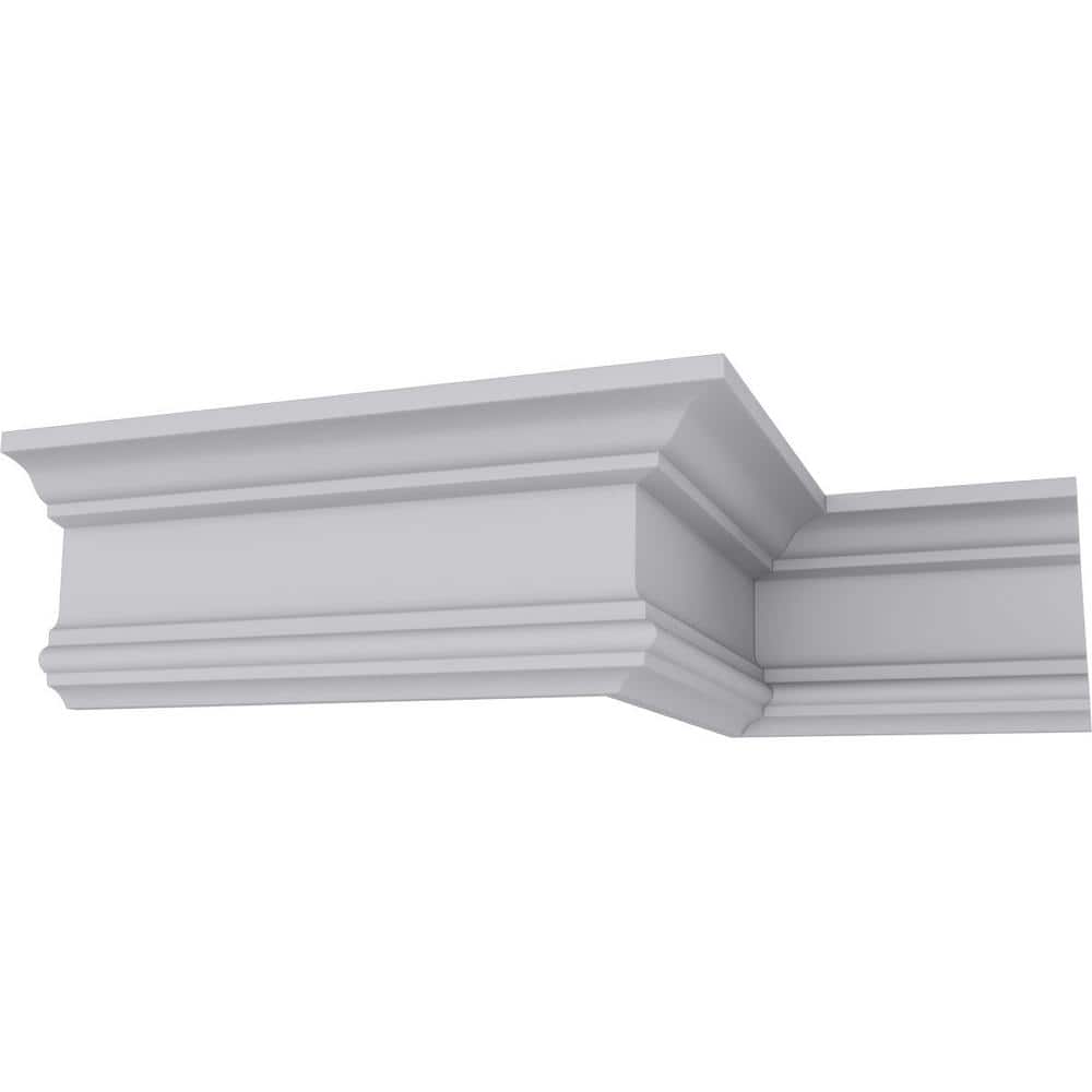 Ekena Millwork 4 in. H x 2-1/4 in. P x 4-1/2 in. F x 94-1/2 in. L Polyurethane Holmdel Traditional Smooth Crown Moulding (12-Pack)