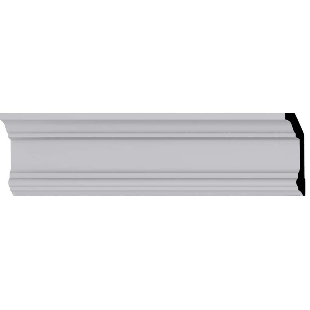 Ekena Millwork 4 in. H x 2-1/4 in. P x 4-1/2 in. F x 94-1/2 in. L Polyurethane Holmdel Traditional Smooth Crown Moulding (12-Pack)