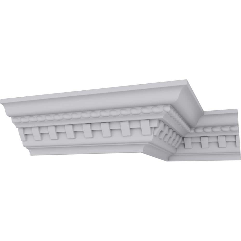 Ekena Millwork 3-7/8 in. x 3-1/2 in. x 94-1/2 in. Polyurethane Bulwark Dentil and Rope Crown Moulding