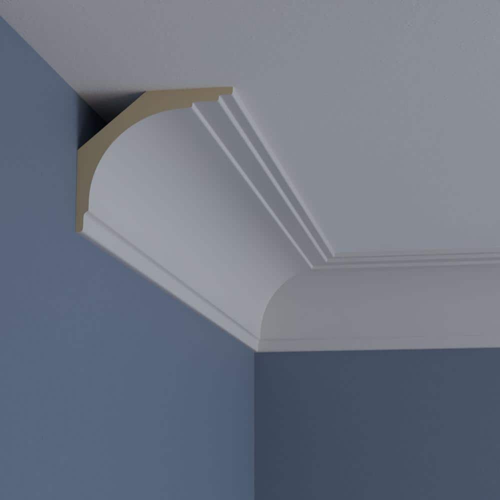 Ekena Millwork 4-1/4 in. H x 4-3/4 in. P x 6-3/8 in. F x 94-1/2 in. L Polyurethane Bradford Traditional Smooth Crown Moulding 12-Pack