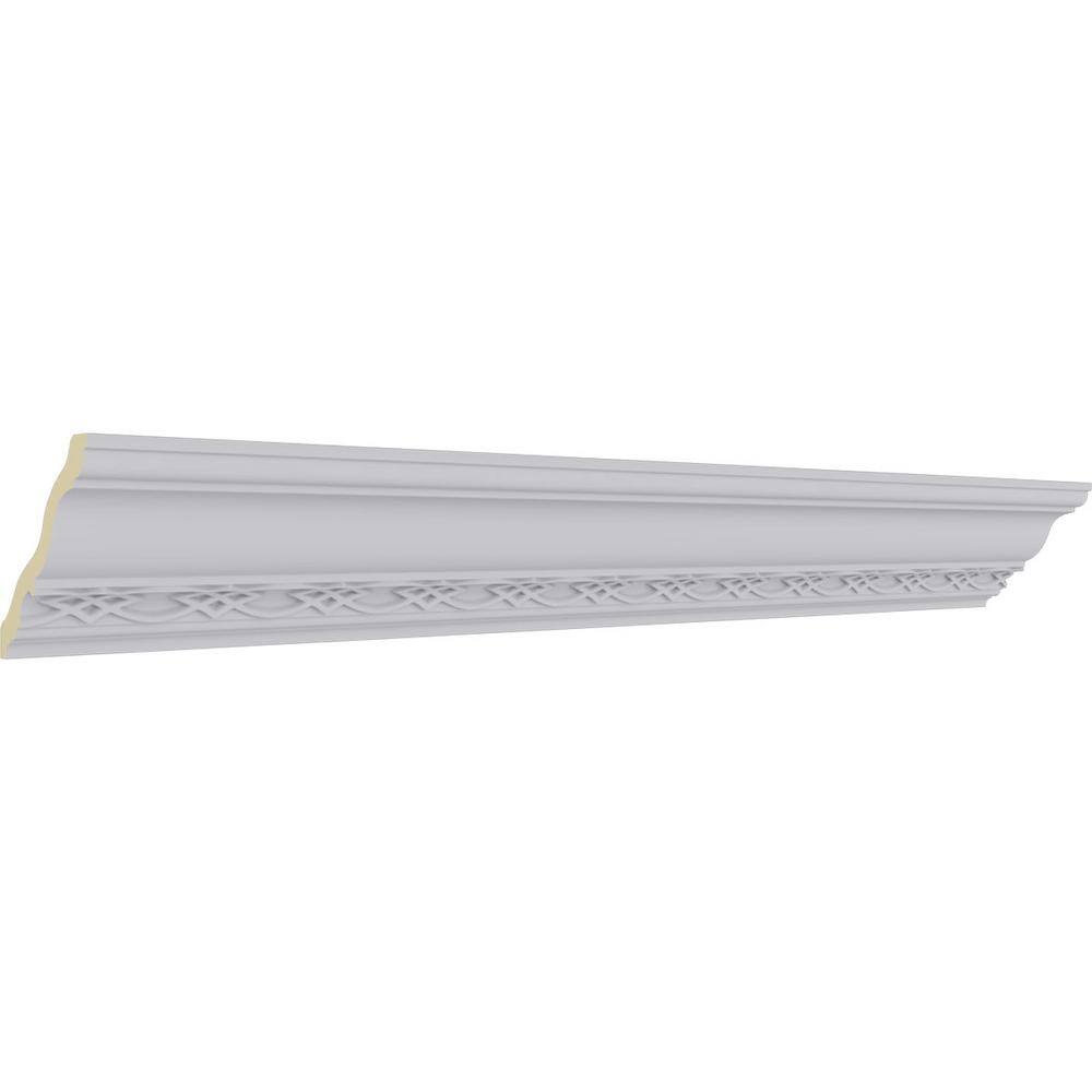 Ekena Millwork 4-3/8 in. x 4-3/8 in. x 94-1/2 in. Polyurethane Loera Crown Moulding