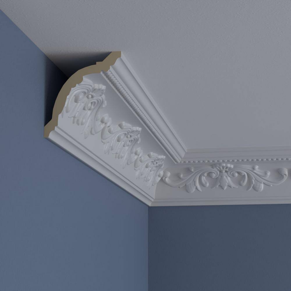 Ekena Millwork 4 in. x 4-3/8 in. x 94-1/2 in. Polyurethane Versailles Crown Moulding