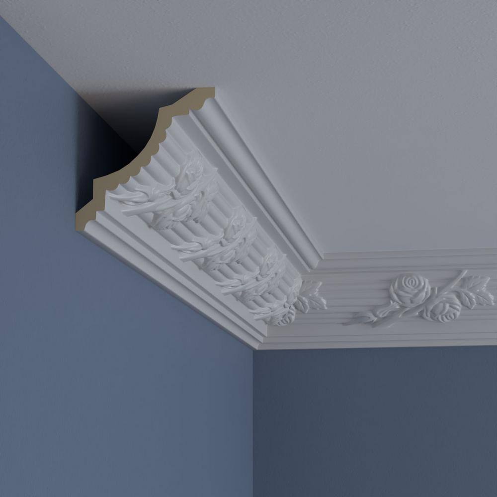 Ekena Millwork 4-1/4 in. x 4-1/4 in. x 94-1/2 in. Polyurethane Winston Crown Moulding