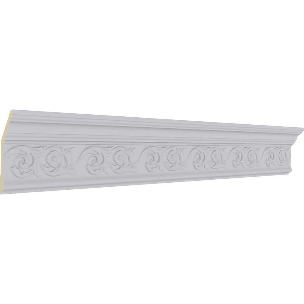 Ekena Millwork 2-1/4 in. x 5-5/8 in. x 94-1/2 in. Polyurethane Floral Crown Moulding