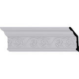 Ekena Millwork 2-1/4 in. x 5-5/8 in. x 94-1/2 in. Polyurethane Floral Crown Moulding