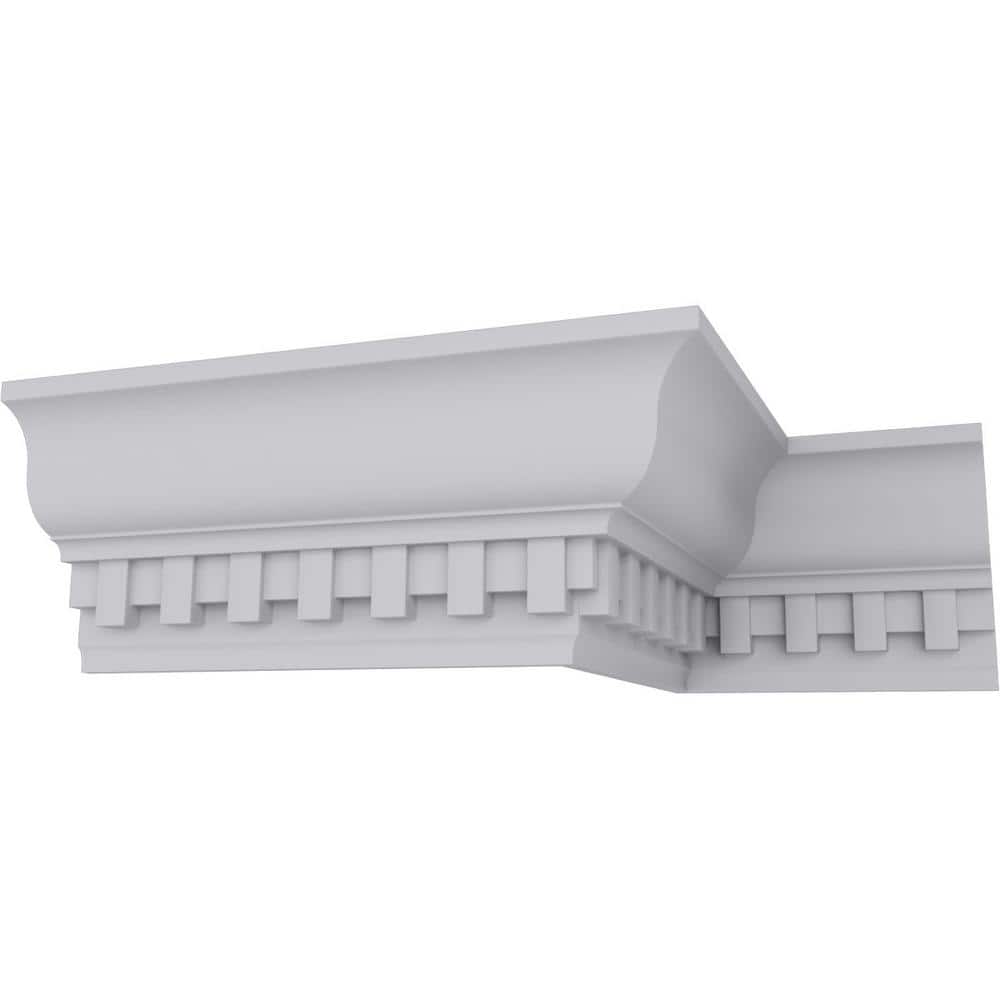 Ekena Millwork 2-7/8 in. x 4-5/8 in. x 94-1/2 in. Polyurethane Dentil Crown Moulding