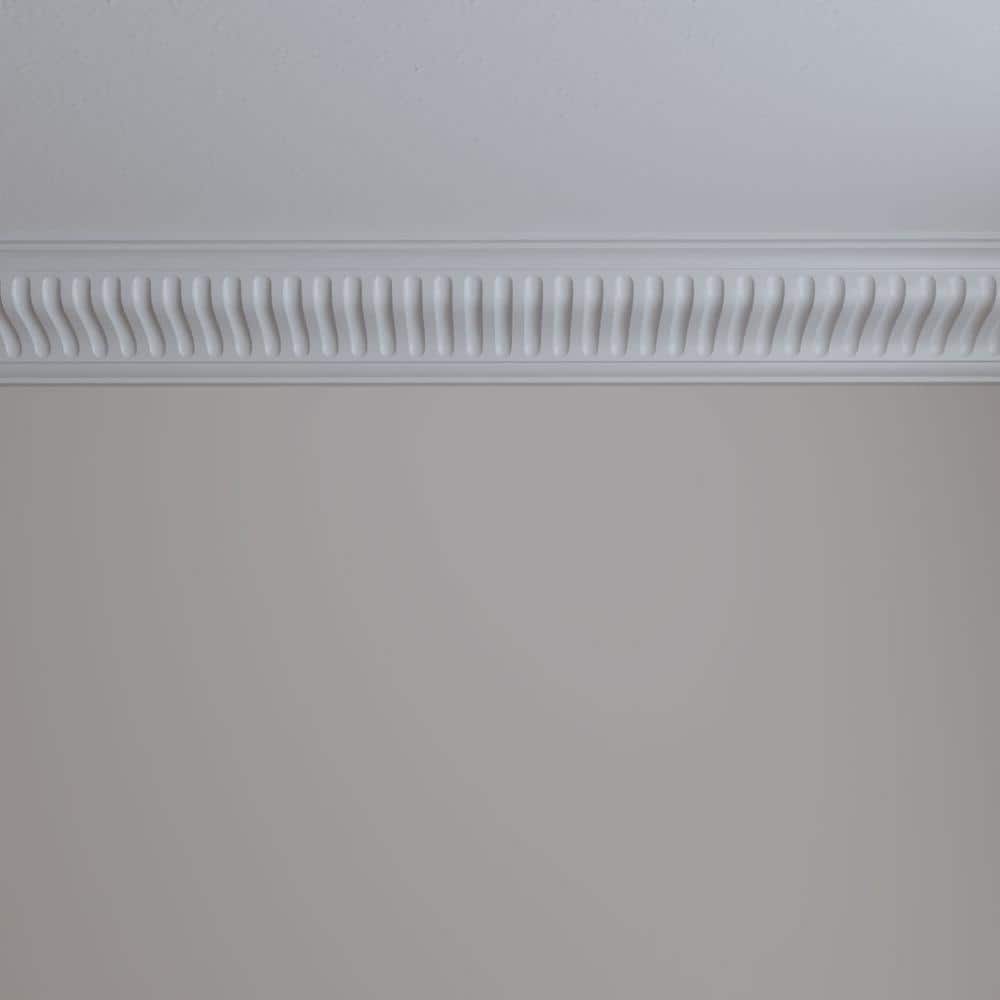 Ekena Millwork 4-3/4 in. x 4-3/4 in. x 94-1/2 in. Polyurethane Linus Crown Moulding