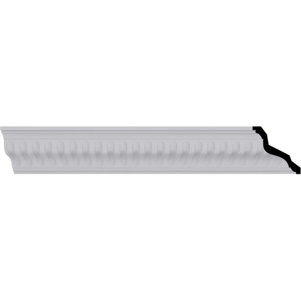 Ekena Millwork 4-3/4 in. x 4-3/4 in. x 94-1/2 in. Polyurethane Linus Crown Moulding