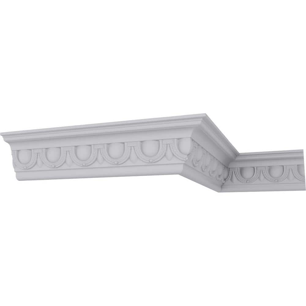 Ekena Millwork 4 in. x 5-1/4 in. x 94-1/2 in. Polyurethane Federal Egg and Dart Crown Moulding