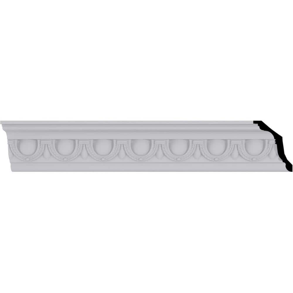 Ekena Millwork 4 in. x 5-1/4 in. x 94-1/2 in. Polyurethane Federal Egg and Dart Crown Moulding