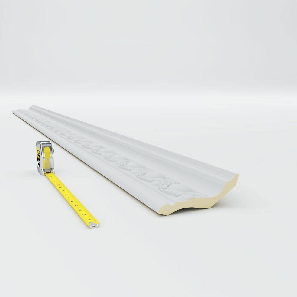 Ekena Millwork 4 in. x 5-1/4 in. x 94-1/2 in. Polyurethane Federal Egg and Dart Crown Moulding