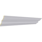 Ekena Millwork 6-3/8 in. x 5-5/8 in. x 94-1/2 in. Polyurethane Versailles Smooth Crown Moulding