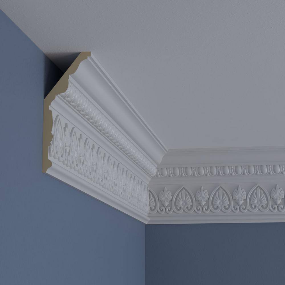Ekena Millwork 2-1/2 in. x 6-3/8 in. x 94-1/2 in. Polyurethane Kirke Crown Moulding