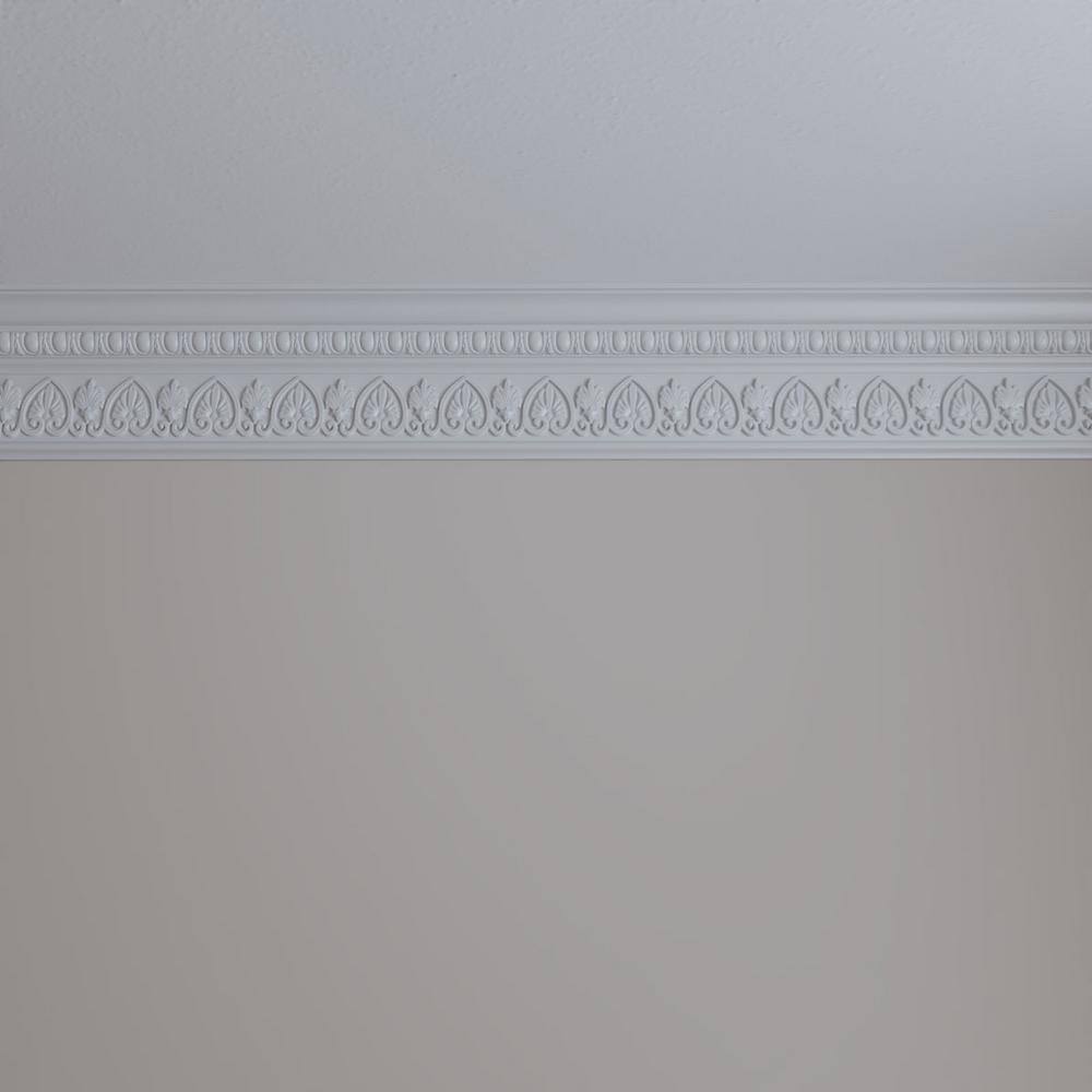 Ekena Millwork 2-1/2 in. x 6-3/8 in. x 94-1/2 in. Polyurethane Kirke Crown Moulding
