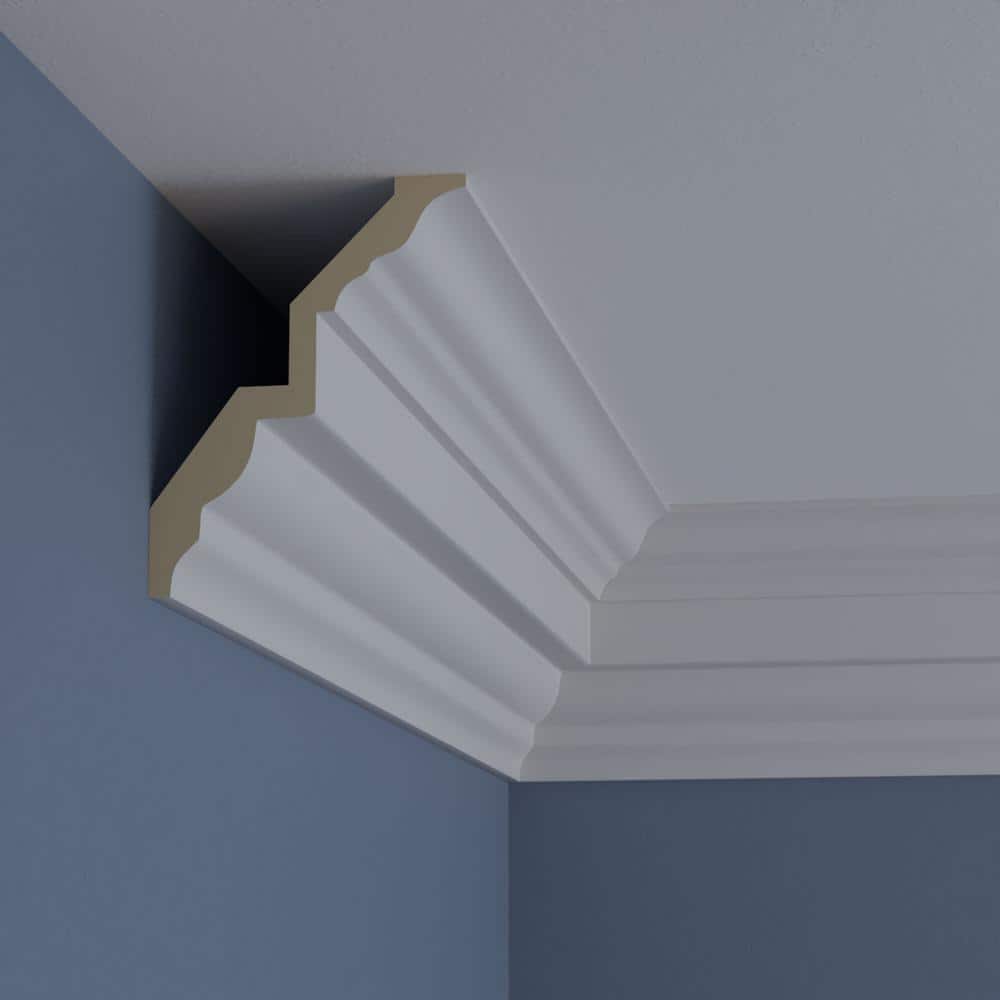 Ekena Millwork 4-3/4 in. x 6-1/4 in. x 94-1/2 in. Polyurethane Alexa Smooth Crown Moulding