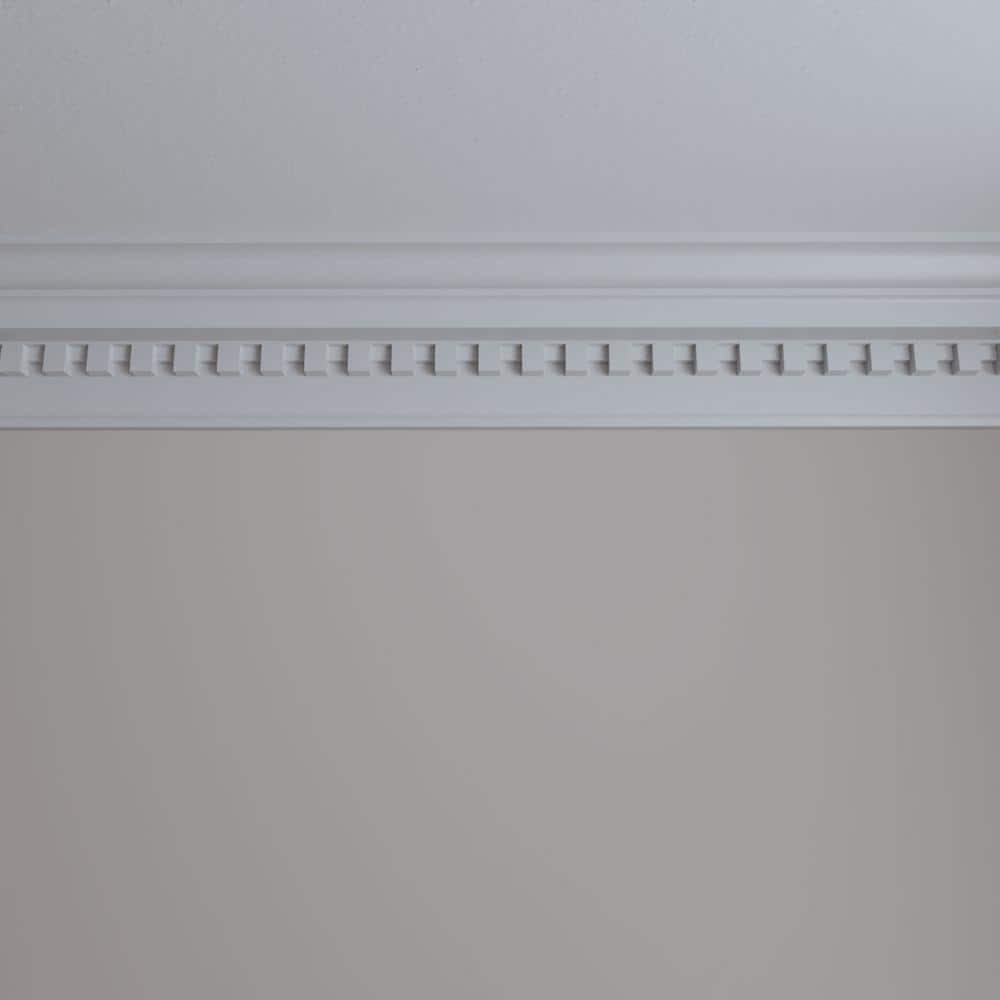 Ekena Millwork 4-3/4 in. x 6-3/4 in. x 94-1/2 in. Polyurethane Dentil Crown Moulding
