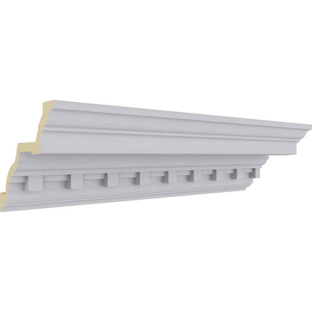 Ekena Millwork 6-3/8 in. x 7-7/8 in. x 94-1/2 in. Polyurethane Dentil Crown Moulding