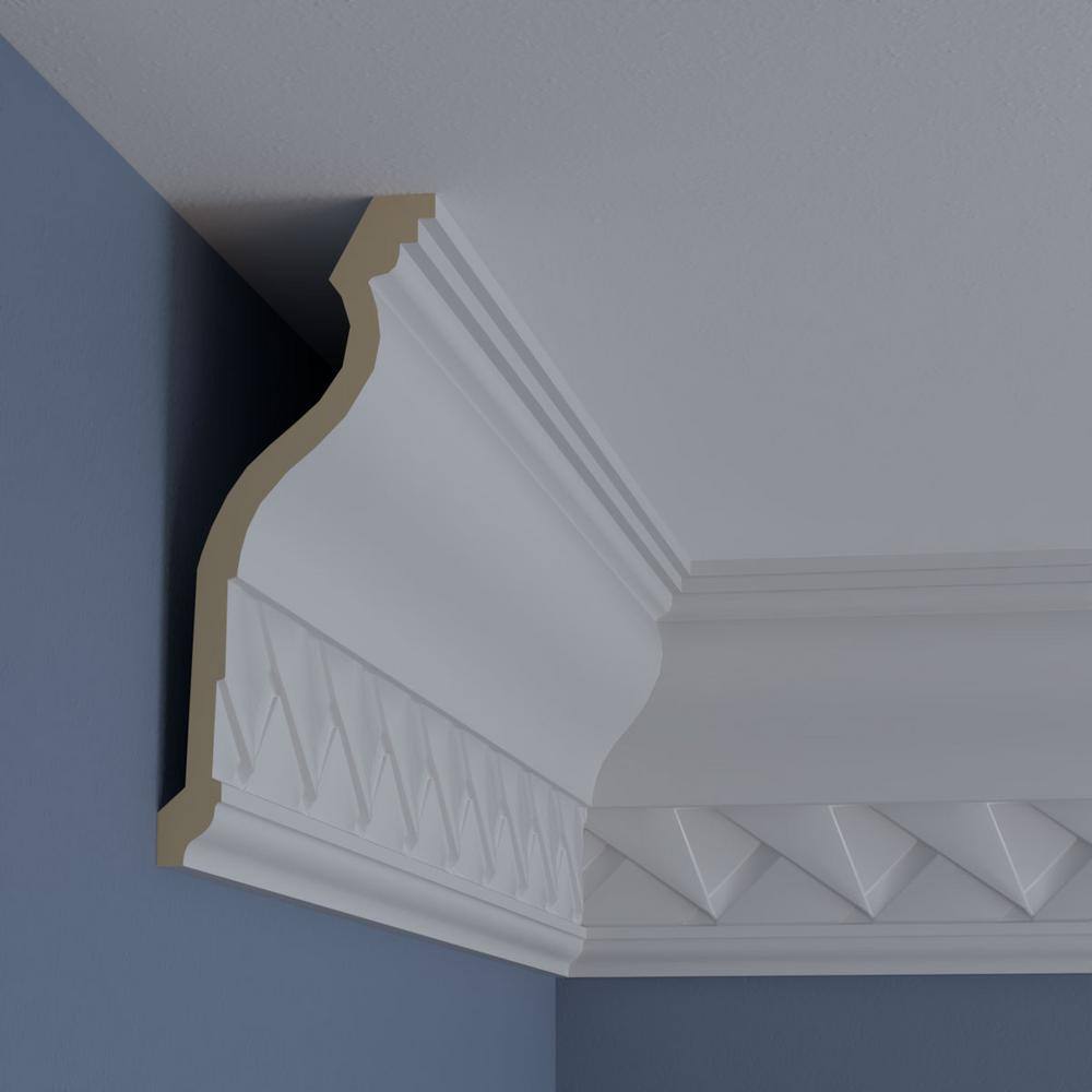 Ekena Millwork 3-3/4 in. x 9-1/8 in. x 94-1/4 in. Polyurethane Woodruff Crown Moulding