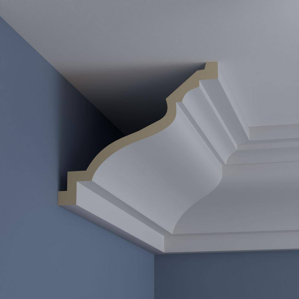 Ekena Millwork 12-5/8 in. x 10-5/8 in. x 94-1/2 in. Polyurethane Large Milton Smooth Crown Moulding