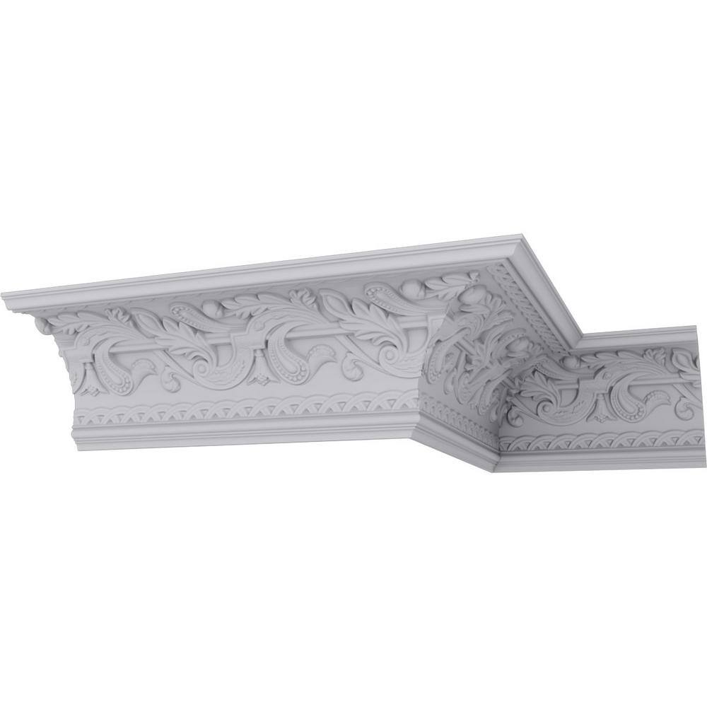 Ekena Millwork 11-1/8 in. x 11-1/8 in. x 94-1/2 in. Polyurethane Kinsley Crown Moulding