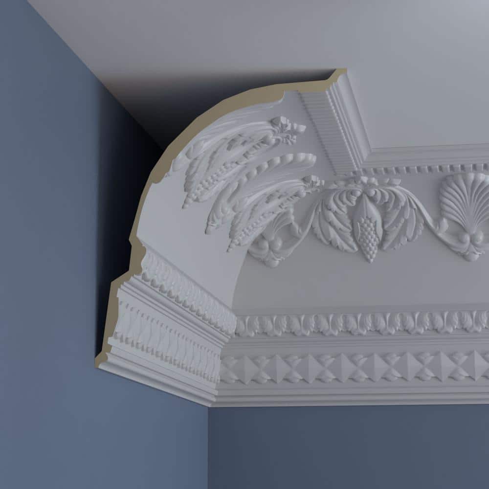 Ekena Millwork 14-1/8 in. x 16-3/8 in. x 94-1/2 in. Polyurethane Cove Harvest Crown Moulding
