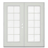 JELD-WEN 60 in. x 80 in. Right-Hand Outswing Low-E 10 Lite Primed Fiberglass Double Prehung Patio Door