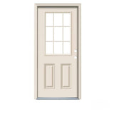 JELD-WEN 36 in. x 80 in. 9 Lite Primed Steel Prehung Left-Hand Inswing Back Door with Brickmould
