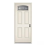 JELD-WEN 36 in. x 80 in. Camber Top Mission Prairie Primed Steel Prehung Left-Hand Inswing Front Door with Brickmould