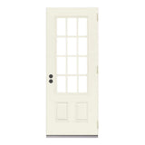 JELD-WEN 32 in. x 80 in. 12-Lite Primed Steel Prehung Left-Hand Outswing Back/Entry Door