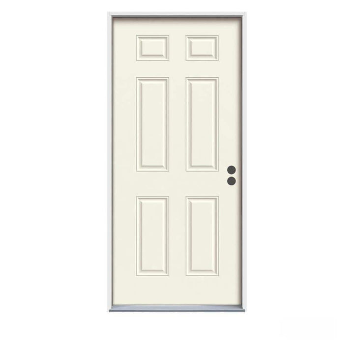 JELD-WEN 32 in. x 80 in. 6-Panel Primed Steel Prehung Left-Hand Inswing Front Door