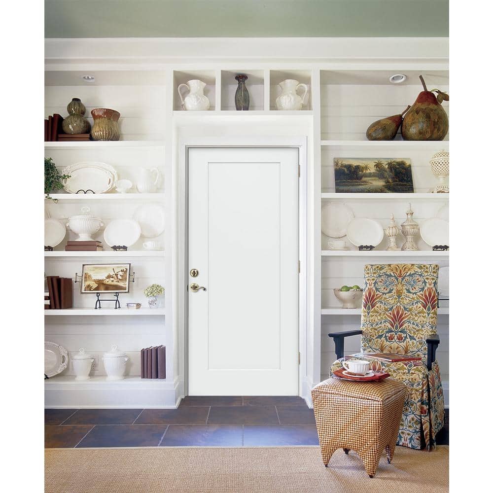 JELD-WEN 32 in. x 80 in. 1-Panel Craftsman Primed Steel Prehung Left-Hand Inswing Front Door