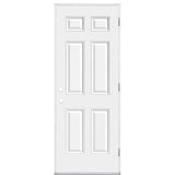 Masonite 30 in. x 80 in. Premium 6 Panel Left-Hand Outswing Primed Impact Steel Prehung Front Exterior Door (No Brickmold)