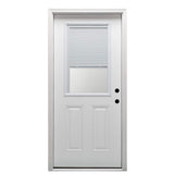 30 in. x 80 in. Internal Blinds Left-Hand 1/2-Lite Clear 2-Panel Classic Primed Fiberglass Smooth Prehung Front Door