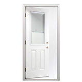 30 in. x 80 in. Internal Blinds Left-Hand 1/2-Lite Clear 2-Panel Classic Primed Fiberglass Smooth Prehung Front Door