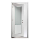 30 in. x 80 in. Internal Mini Blinds Left-Hand Inswing Full Lite Clear Low-E Primed Fiberglass Smooth Prehung Front Door