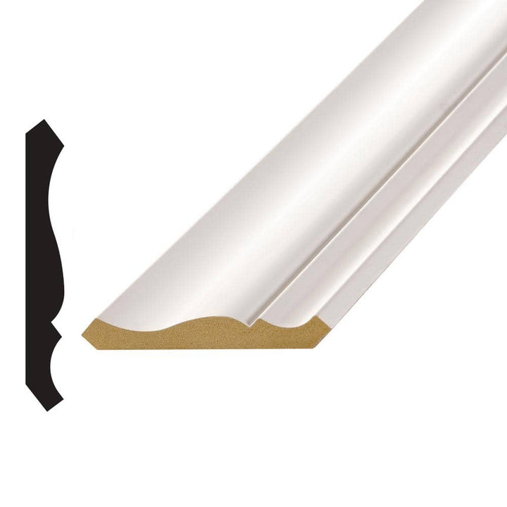 Alexandria Moulding 1/2 in. D x 3-5/8 in. W x 96 in. L MDF Primed White Crown Moulding Pack (10-Pack)
