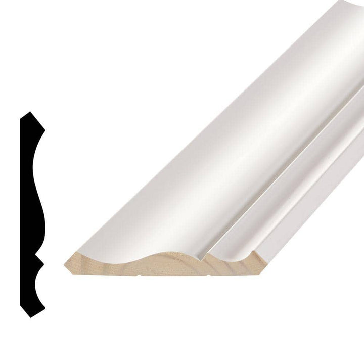 Alexandria Moulding 9/16 in. x  4−5/8 in. Primed Finger Jointed Wood Crown Moulding (Sold by Linear Foot)