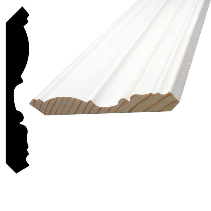 Alexandria Moulding 5/8 in. D x 4-1/2 in. W x 96 in. L Pine Wood Primed White Finger-Joint Crown Moulding Pack (4-Pack)