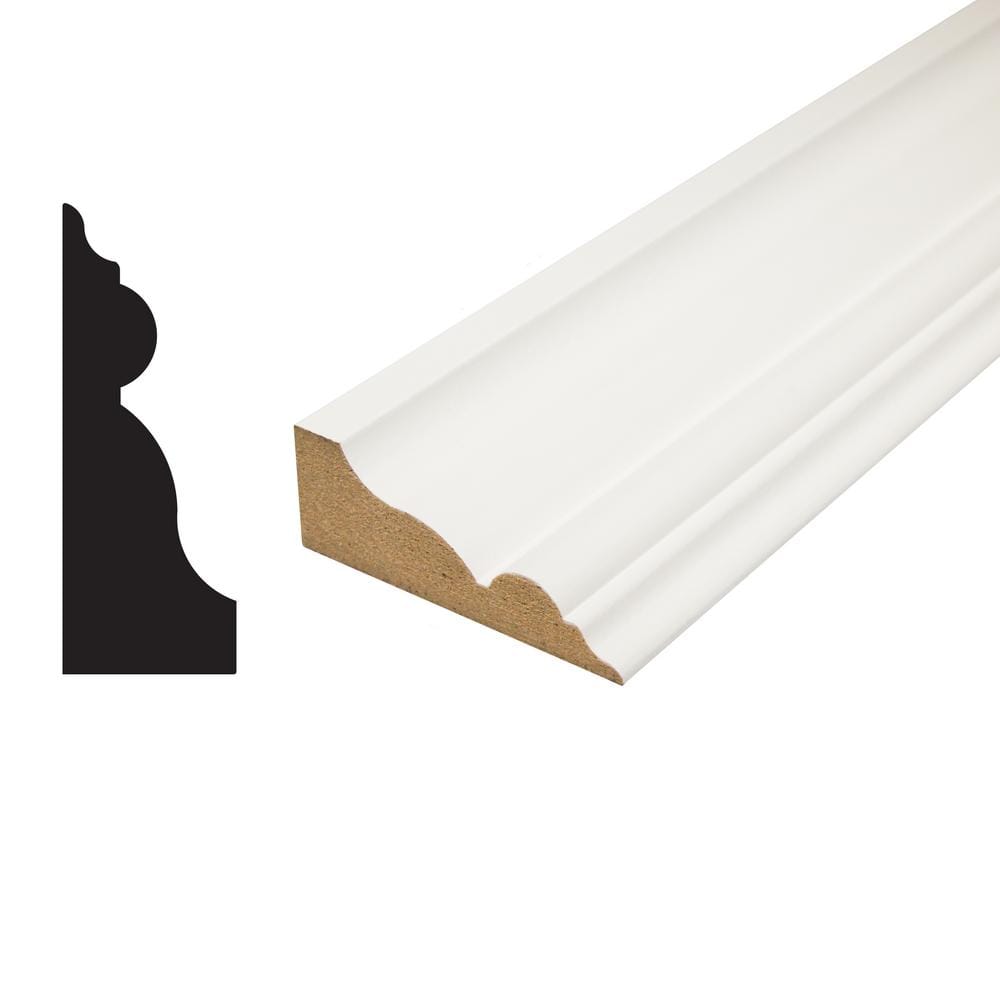 Alexandria Moulding 1 in. D x 2-3/4 in. W x 96 in. L MDF Primed White Crown Panel Moulding Pack (6-Pack)